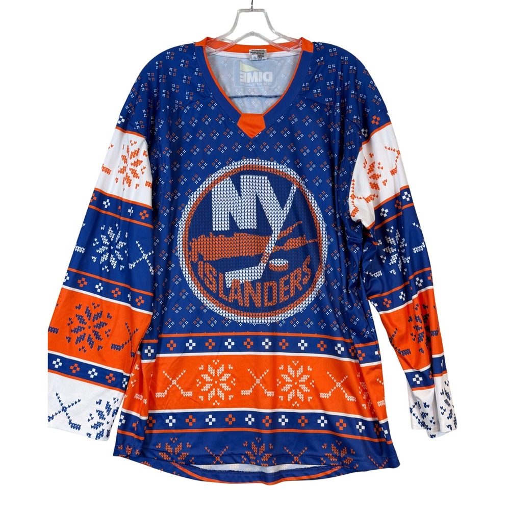 New York Islanders Ugly Christmas Sweater Hockey Jersey Blue Men AXL 72 NYI NHL